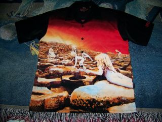 Vintage Led Zeppelin Myth Gem Houses Of The Holy Lp Button Shirt Sz M Dragonfly