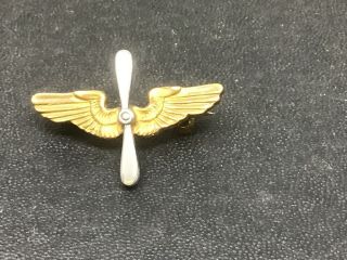 Ww2 Us Army Air Corps Hat Badge Wings Propeller Insignia Great Shape
