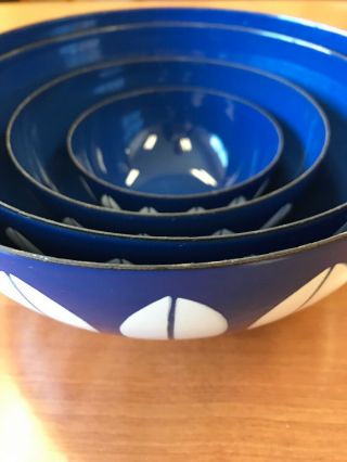 Set of 4 Vintage Cathrineholm Dark Blue Enamel Lotus Bowls 2