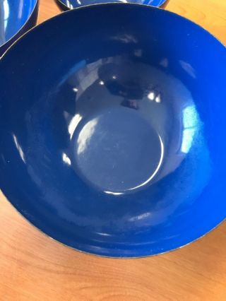 Set of 4 Vintage Cathrineholm Dark Blue Enamel Lotus Bowls 6
