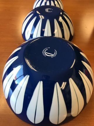 Set of 4 Vintage Cathrineholm Dark Blue Enamel Lotus Bowls 7