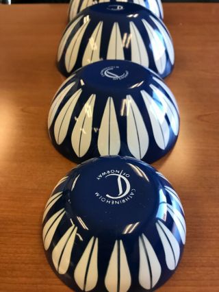 Set of 4 Vintage Cathrineholm Dark Blue Enamel Lotus Bowls 8