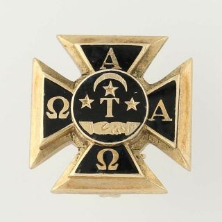 Alpha Tau Omega Badge - 10k Yellow Gold Fraternity Vintage Pin Greek Society