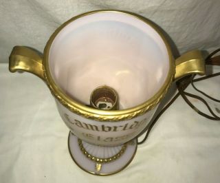 ANTIQUE CAMBRIDGE GLASS PINK TROPHY CUP PRESENTATION LIGHT LAMP VINTAGE ELEGANT 10