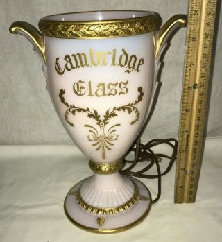 Antique Cambridge Glass Pink Trophy Cup Presentation Light Lamp Vintage Elegant