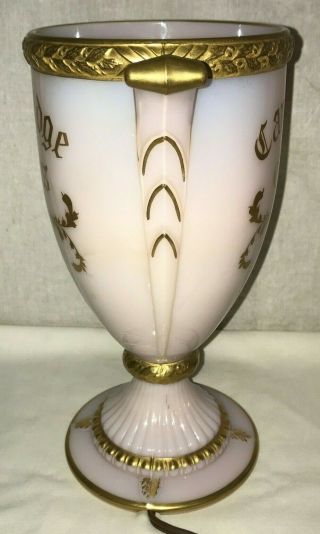 ANTIQUE CAMBRIDGE GLASS PINK TROPHY CUP PRESENTATION LIGHT LAMP VINTAGE ELEGANT 5