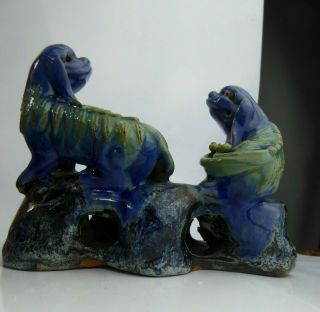 Chinese Antique Shiwan Foo Dog Group Incense Burner ? Large Qing Dynasty c19th 12