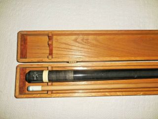 Vintage Meucci Pool Cue Stick In Wooden Oak Storage Case