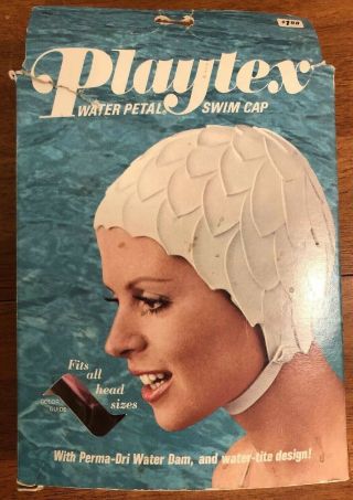 PLAYTEX Vintage Pink Rubber Water Petal Swim Cap Perms - Dri Dam 1970s RARE 2
