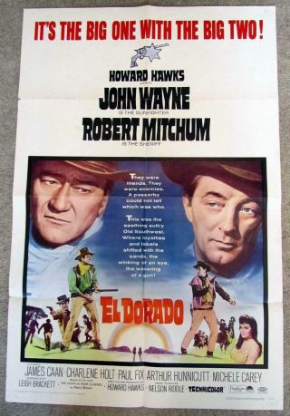 Vintage 1966 El Dorado Movie Poster John Wayne,  Robert Mitchum Rare