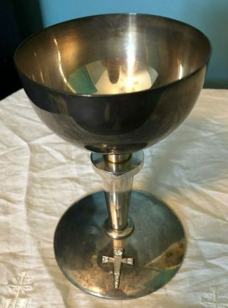 Gorgeous Rare Vintage Catholic Church Altar Solid Sterling Chalice W/ Diamonds