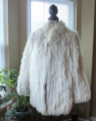 Saga Fox Fur Vintage Coat Jacket Natural Blue Fox Very Soft Size M/l