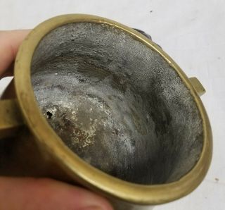 Antique Chinese Heavy Bronze Censer with Wooden Base Stand Lid Reign Mark 1550gr 10
