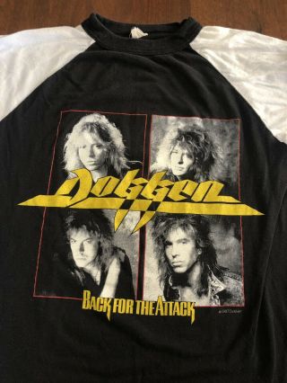 Vtg Dokken Raglan Baseball Jersey Shirt 1987 Concert Tour Metal Lynchmob Og Rare