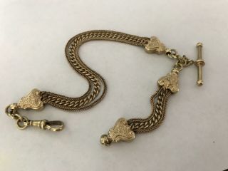 Antique Victorian 9 Ct Gold On Silver Ladies Albertina Watch Chain Bracelet