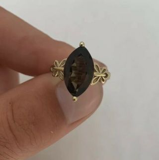 9ct Gold Smokey Quartz Butterfly Ring 9k 375.