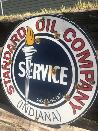 Vintage Standard Oil Company Porcelain Sign Food Gas Oil Pump Plate Station