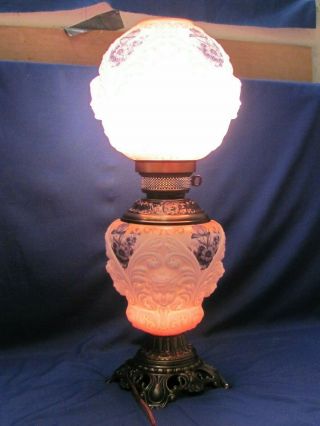 Vintage Angel Cherub Gone With The Wind Hurricane Style 3 Way Parlor Table Lamp
