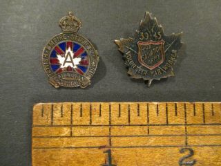 Ww Ii Canadian Legion Pinback & Salvation Army War Worker Badge Pin