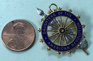 Vintage 14k Yellow Gold Daughters of the American Revolution DAR Pin Ribbon 4