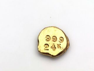 Rare WGM Hand Poured 10.  7 grams.  999 Gold fine Bar BULLION 24k 2