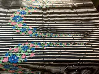 Vintage 1950’/60’s Cotton Border Print Fabric.  Strips And Florals.  Over 4 Yds 3