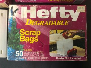 Vintage 1983 HEFTY Scrap Bags And Holder 150 Bags with Ties 2