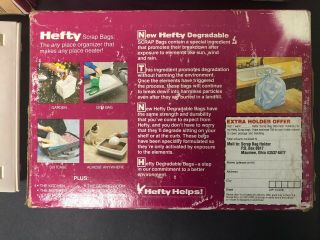 Vintage 1983 HEFTY Scrap Bags And Holder 150 Bags with Ties 3