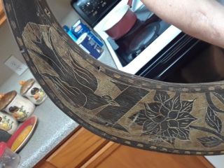 Vintage Large Water Buffalo Horns Scrimshaw Hand Carved 36 