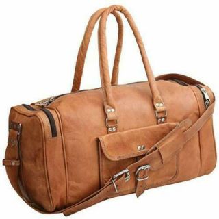Vintage Men Real Leather Holdall Tote Luggage Bag Travel Bag Duffel Gym Bag