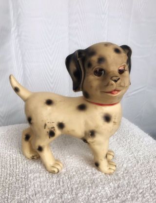Large 1950 Sun Rubber Blinking Eye Dalmatian Dog Vintage Toy