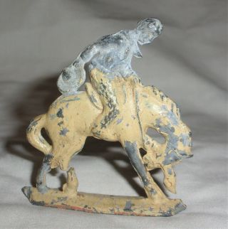 Rare Vintage Metal Lead ? Toy Figure Cowboy On Horse Bowing Bow 2.  5 " Or 2 1/2 " &