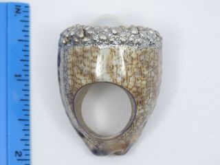 RARE MESI JILLY MABE PEARL COWRIE SHELL RING ADORNED WITH SILVER MADE In ITALY 11