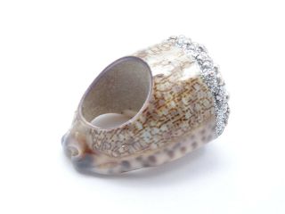 RARE MESI JILLY MABE PEARL COWRIE SHELL RING ADORNED WITH SILVER MADE In ITALY 7