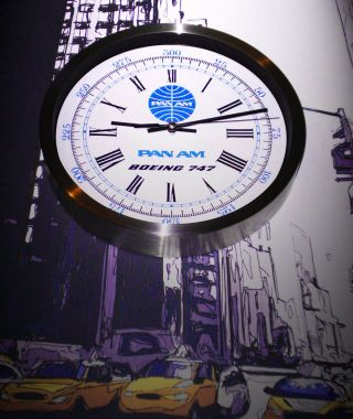 Pan Am Airways,  Boeing 747 Wall Clock,  Retro 1960 - 70 ' s Vintage Dial. 2