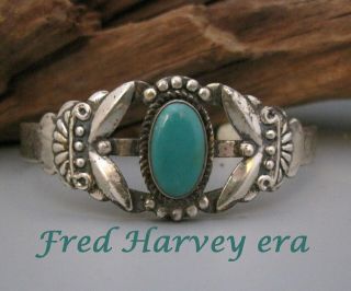 Vintage Old Pawn Sterling Navajo Fred Harvey Era Blue Turquoise Bracelet