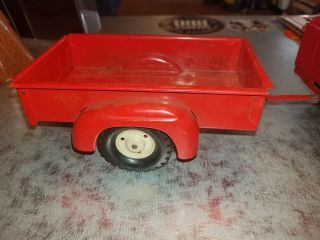 VINTAGE Tonka Pick Up Truck Red White with Tru Scale trailer 8