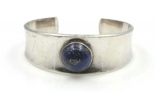 Vintage Georg Jensen Sterling Silver & Lapis Lazuli Cuff Bracelet No Res 5816 - 1