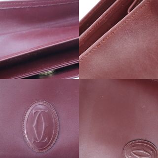 Cartier Logos Must Line Clutch Bag Bordeaux Leather Vintage Authentic BB664 W 6