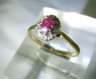 Antique 18 Ct Gold Ruby And Diamond Ring Size 