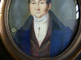 FINE ANTIQUE EARLY 19th C.  GENTLEMAN MINIATURE PORTRAIT signed CHEDEL dated 1824 5
