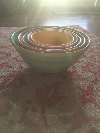Vintage Bauer Pottery Ringware Design Nesting Mixing Bowls Complete Set Of 5