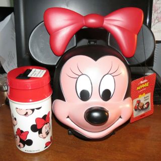 Vtg Disney Aladdin Minnie Mouse Head Lunch Box W/thermos - With Tag