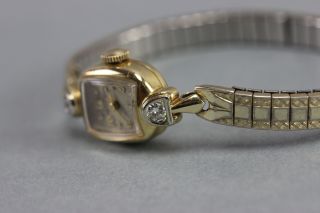 Vintage Hamilton 14k Solid Yellow Gold Case.  50 Ct Si/1 - H Diamond Watch