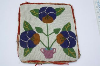 Vintage Native American Flat Beaded Bag Nez Perce Or Woodland - Stylized Flowers