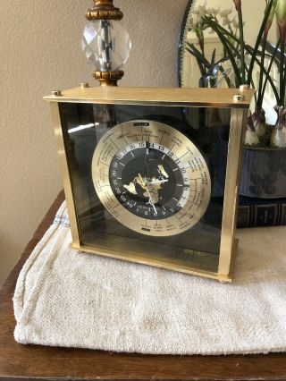 Seiko Brass Mantel World Time Clock Airplane Second Hand GMT Analog Vintage 2