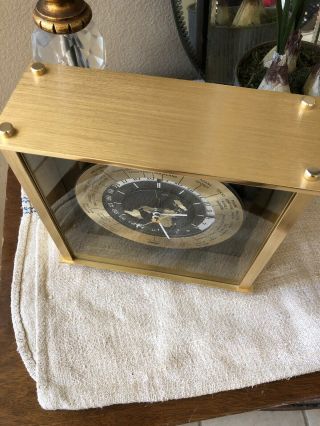 Seiko Brass Mantel World Time Clock Airplane Second Hand GMT Analog Vintage 7