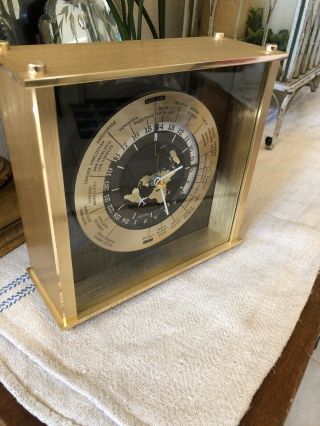 Seiko Brass Mantel World Time Clock Airplane Second Hand GMT Analog Vintage 8