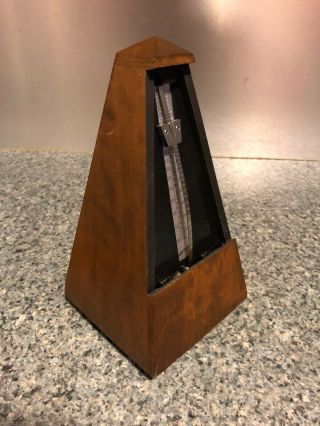 Vintage German Wittner Wood Base Metronome Pyramid Very Good 3