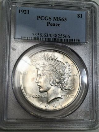 1921 Peace Dollar Pcgs Ms63 Coin Rare Date